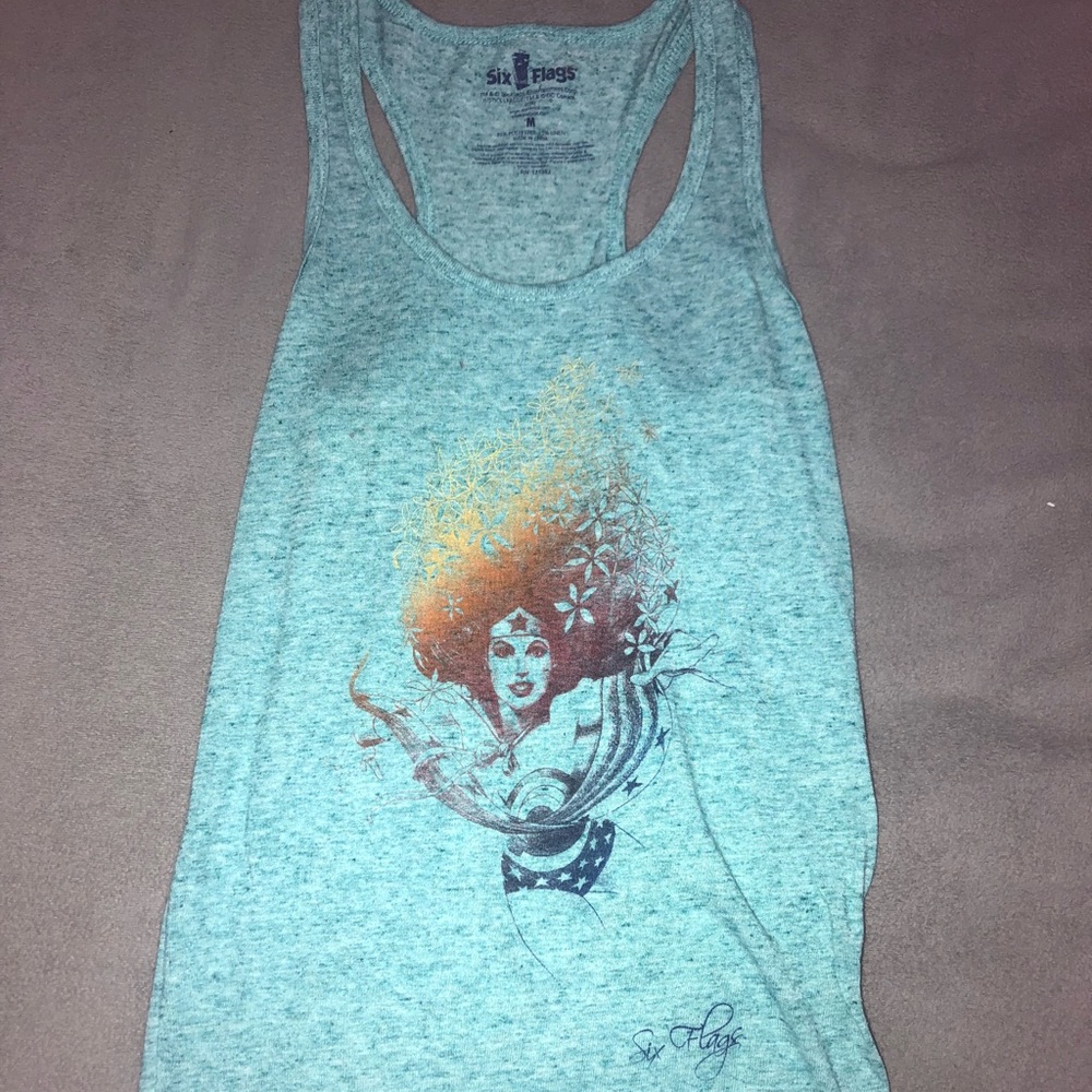 Blue Wonder woman Six Flags Tank Top